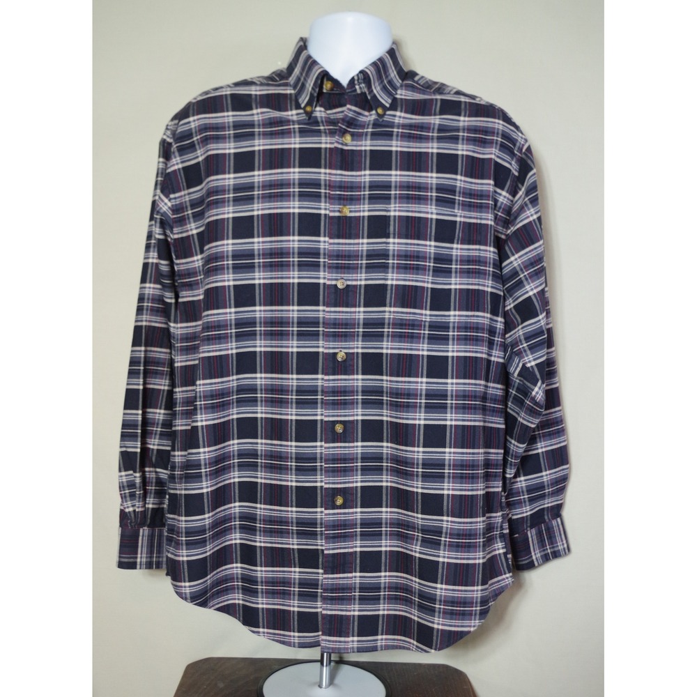 Alexander Julian Colours Men's  Medium Plaid Button Down Shirt Black Red Cotton